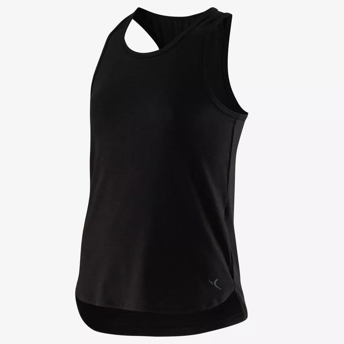 Girls Breathable Gym Tank Top 500 Print, Navy Blue, No Color, large image number 14