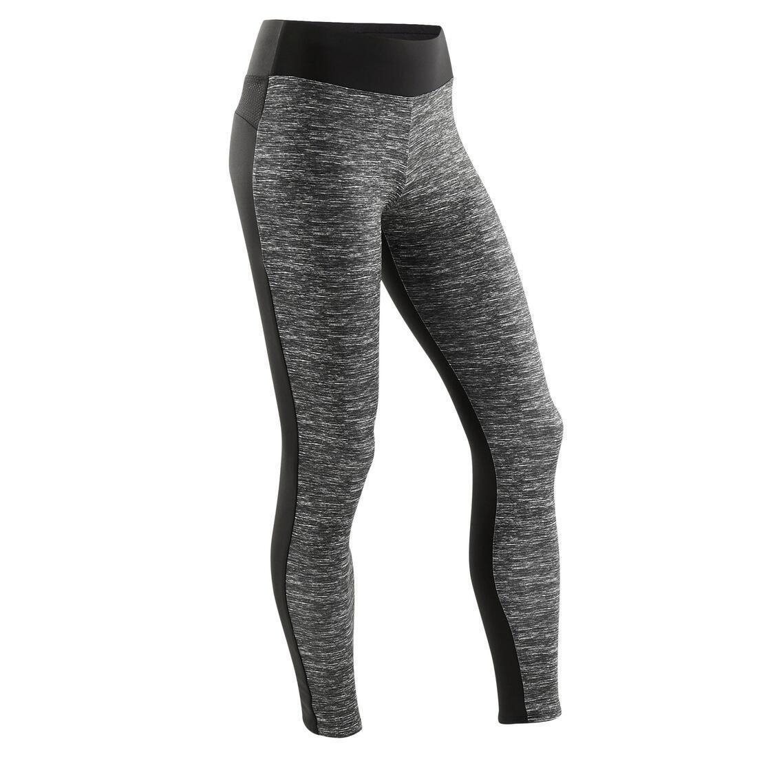 S500Girls Warm Breathable Synthetic Gym Leggings, Black, No Color, large image number 1