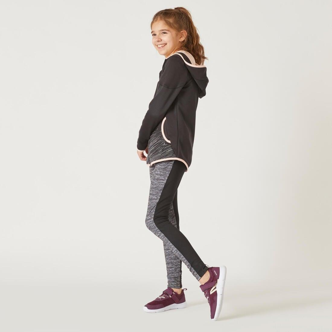 S500Girls Warm Breathable Synthetic Gym Leggings, Black, No Color, large image number 2