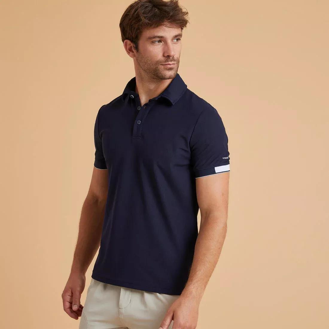 Men Horse Riding Polo Shirt, Asphalt Blue, No Color, medium