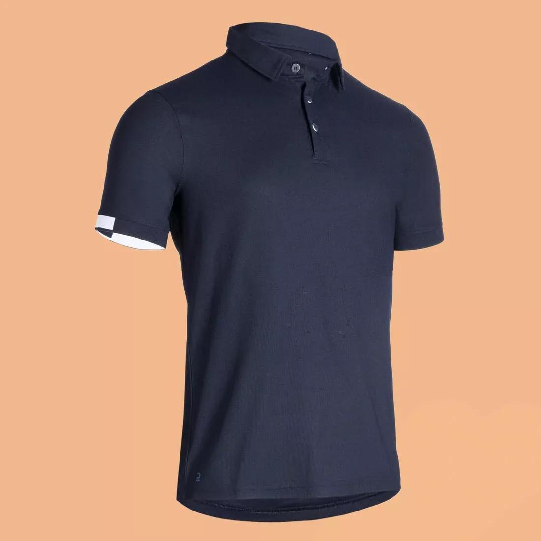 Men Horse Riding Polo Shirt, Asphalt Blue, No Color, medium