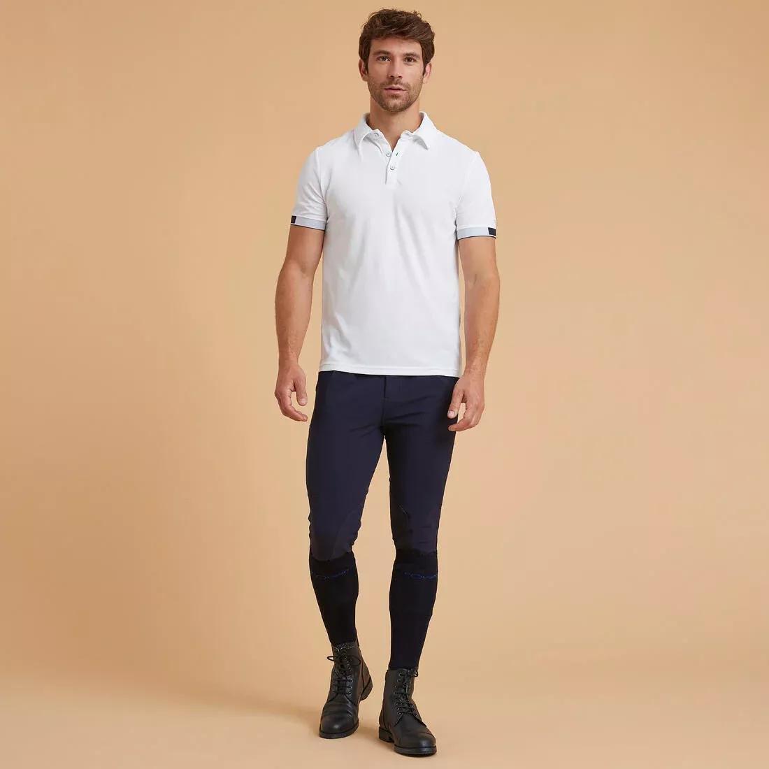 Men Horse Riding Polo Shirt, Asphalt Blue, No Color, medium