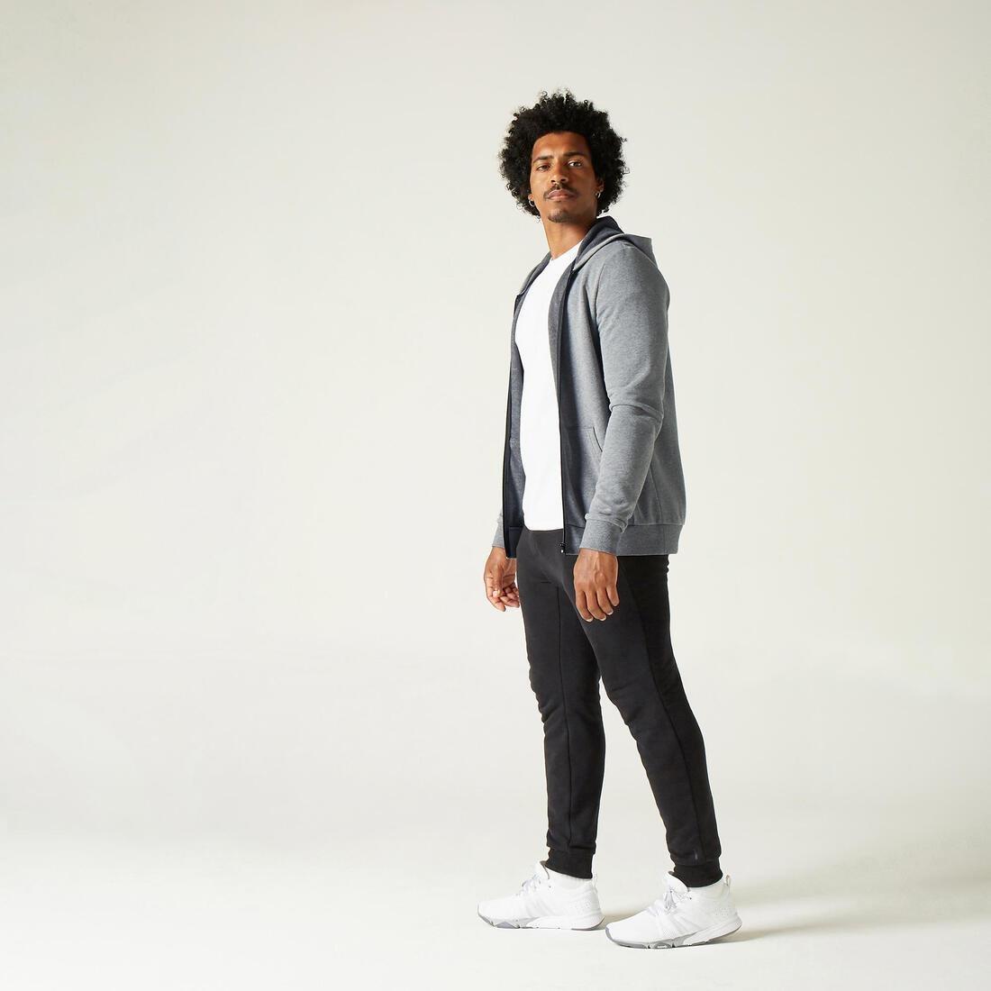 IRON GREY Men's Zip-Up Fitness Hoodie 100, No Color, medium