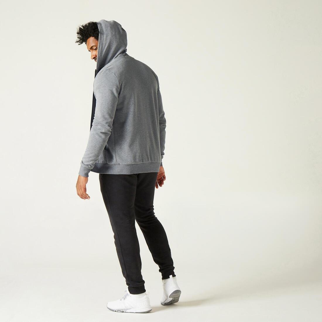 DOMYOS - Men Zip-Up Fitness Hoodie - 100, Grey