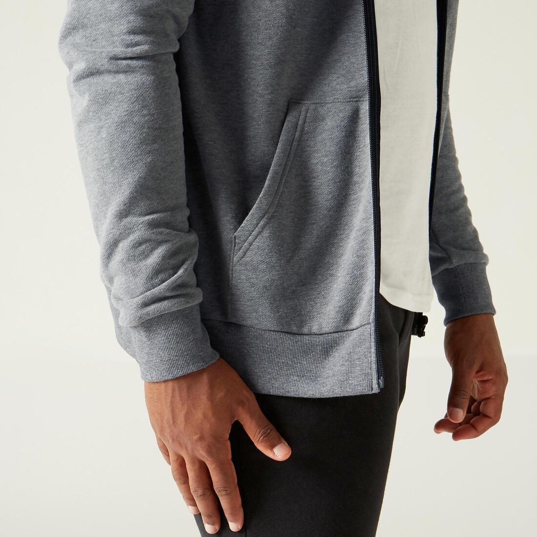 DOMYOS - Men's Zip-Up Fitness Hoodie 100 - Grey, iron grey