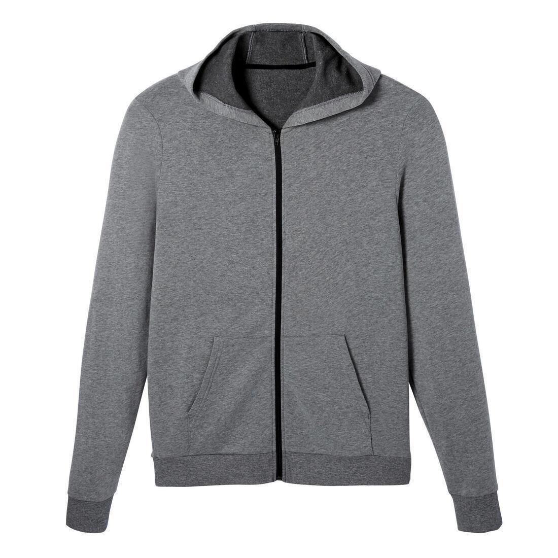 DOMYOS - Men's Zip-Up Fitness Hoodie 100 - Grey, iron grey