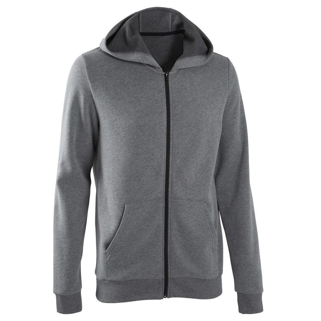 DOMYOS - Men's Zip-Up Fitness Hoodie 100 - Grey, iron grey