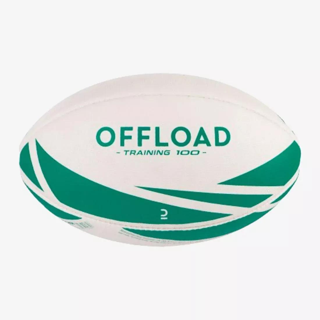 Size 3 Rugby Training Ball - R100, Green, No Color, large image number 0