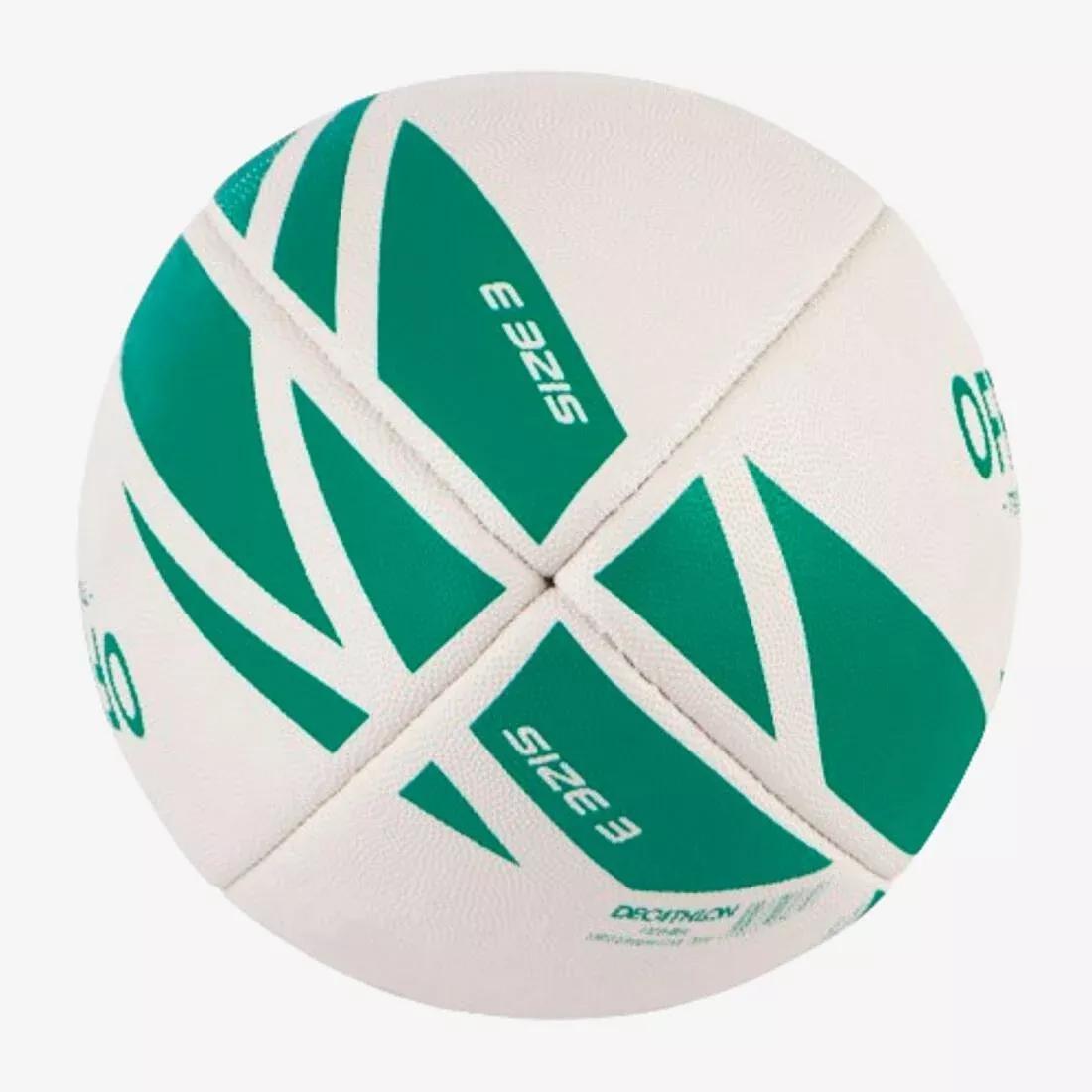 Size 3 Rugby Training Ball - R100, Green, No Color, large image number 3