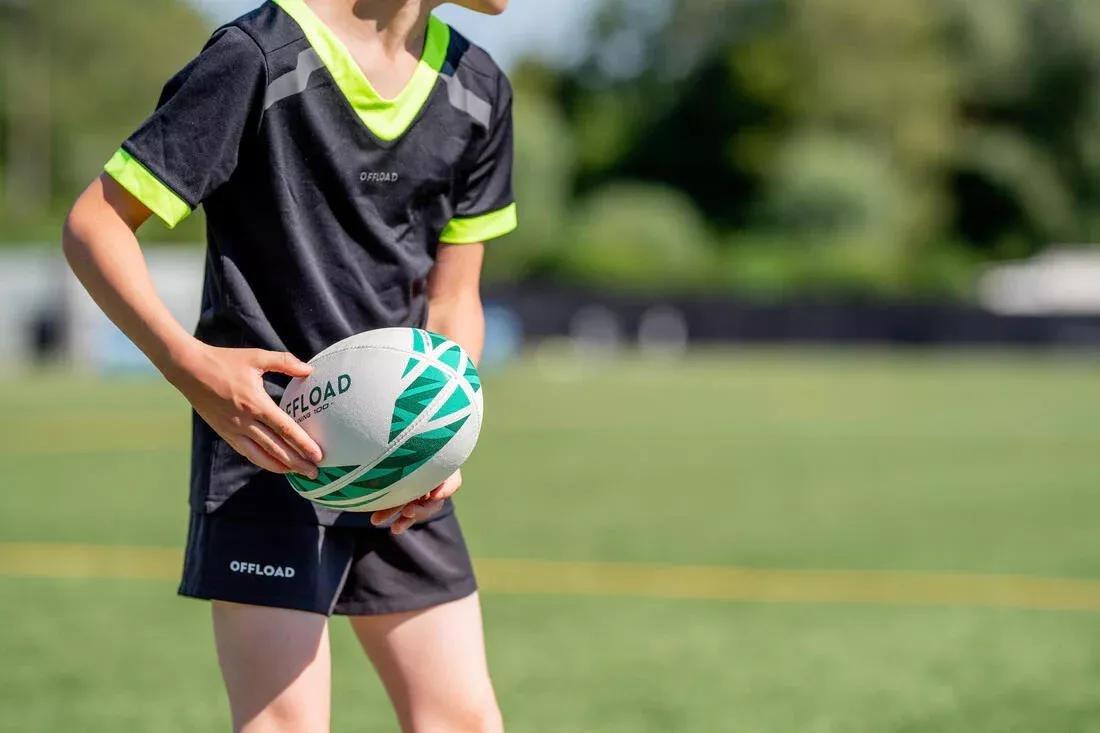 Size 3 Rugby Training Ball - R100, Green, No Color, large image number 4