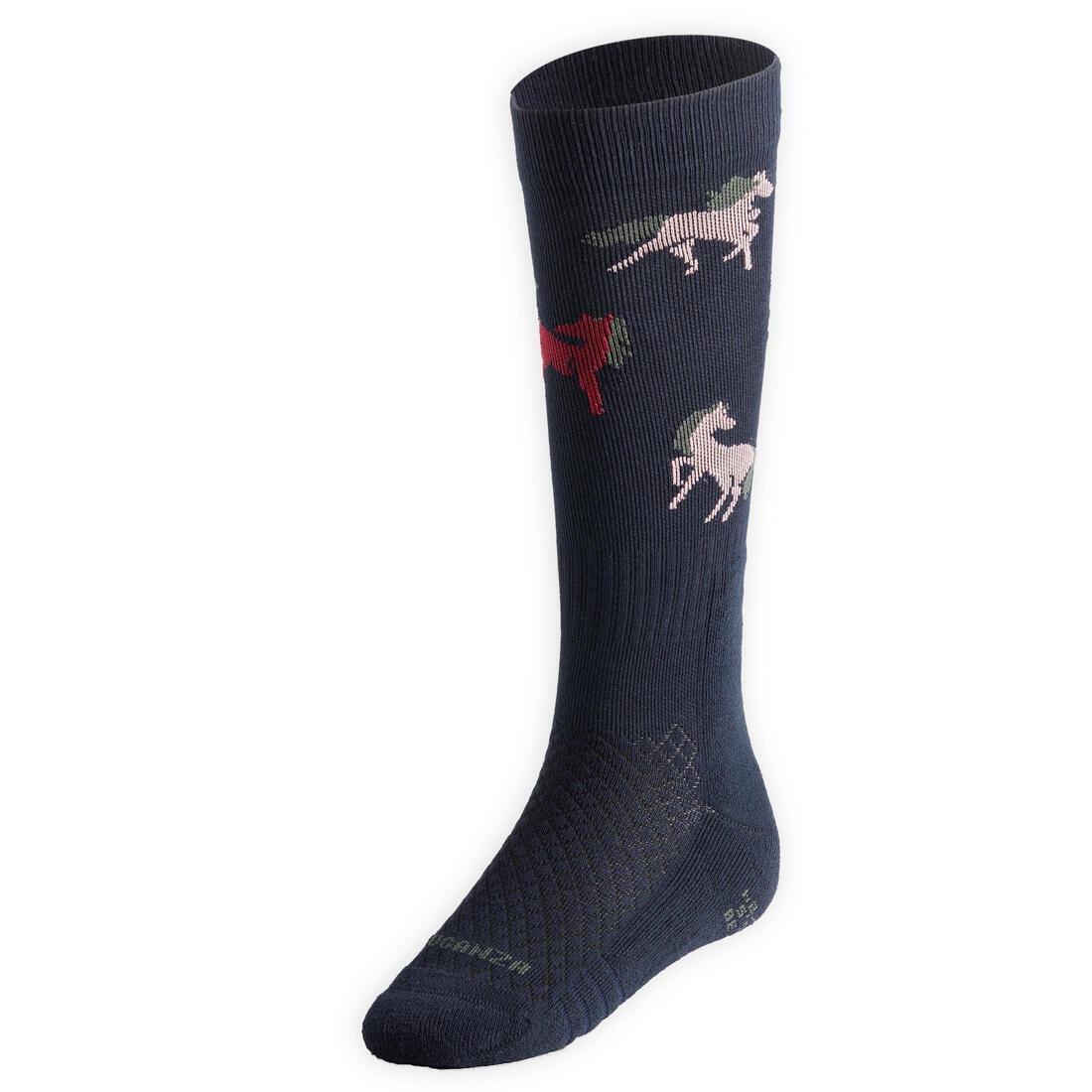 FOUGANZA - Kids Riding Socks Sks 500, Blue