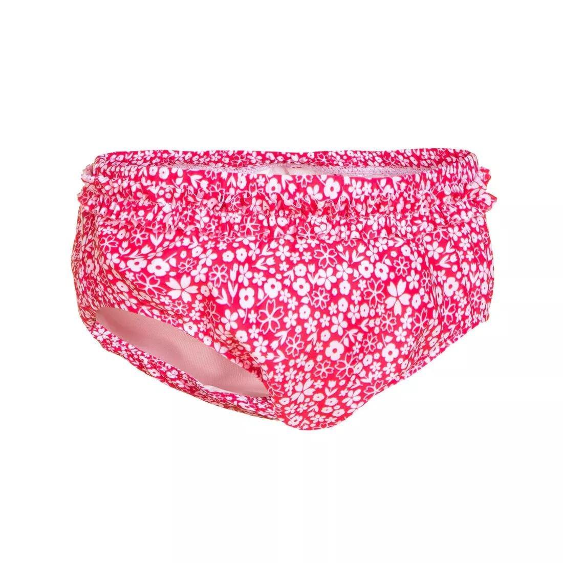 Kids Washable Swim Nappy Briefs - Flower Print, Pink, , large image number 0