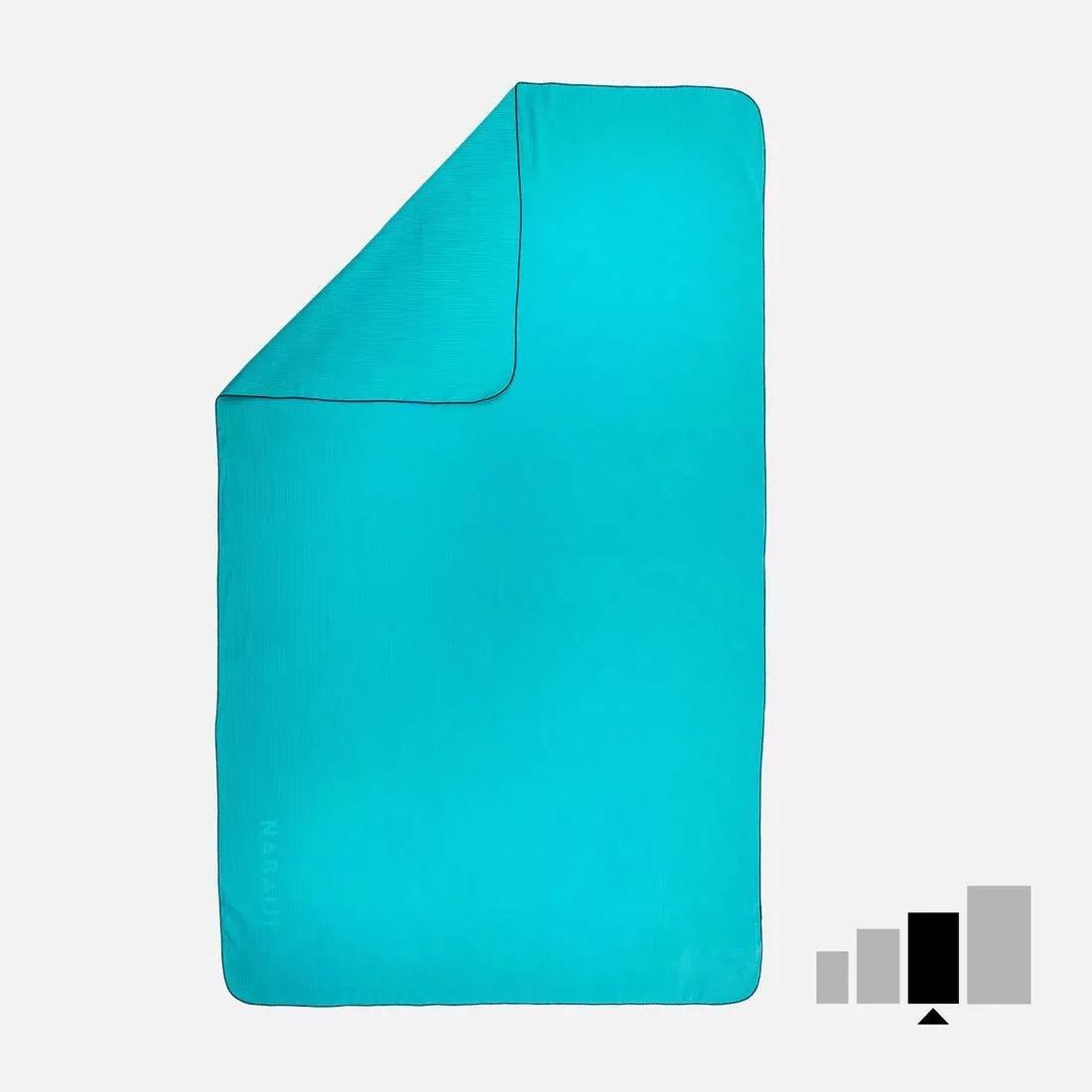 Swimming Microfibre Towel, Striped, Teal Green, No Color, large image number 0