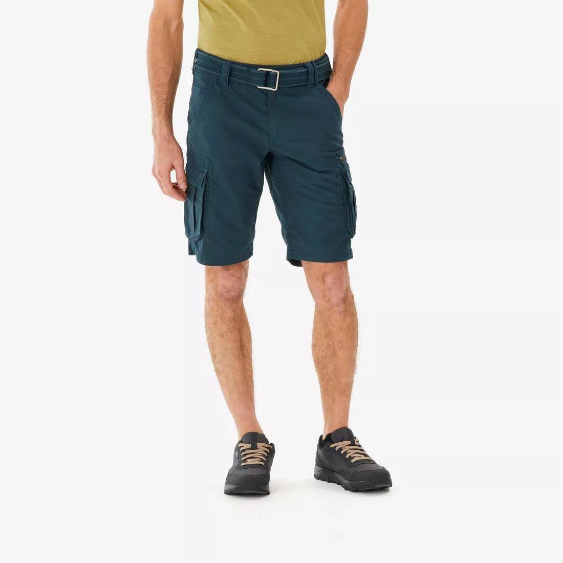 Men Travel Trekking Cargo Shorts - Travel 500, Blue, No Color, medium