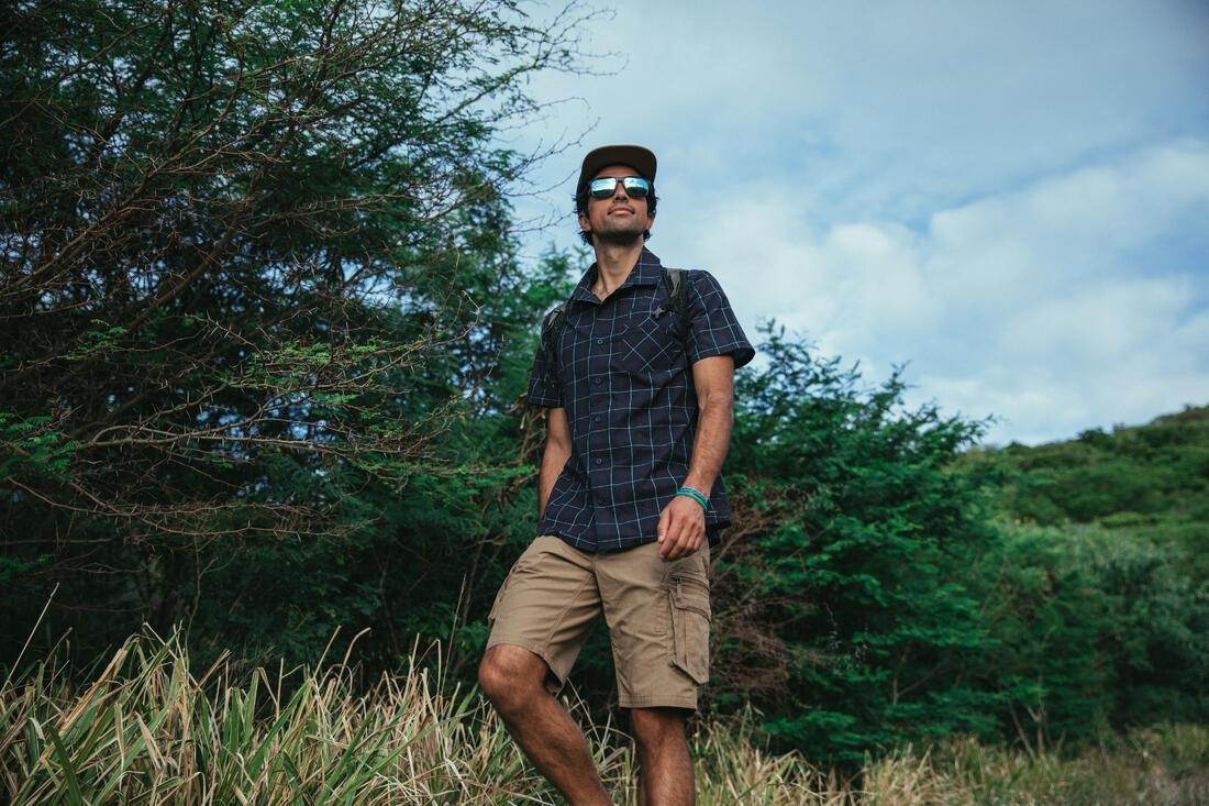 Men's Travel Trekking Cargo Shorts - TRAVEL 500, asphalt blue, No Color, large image number 4