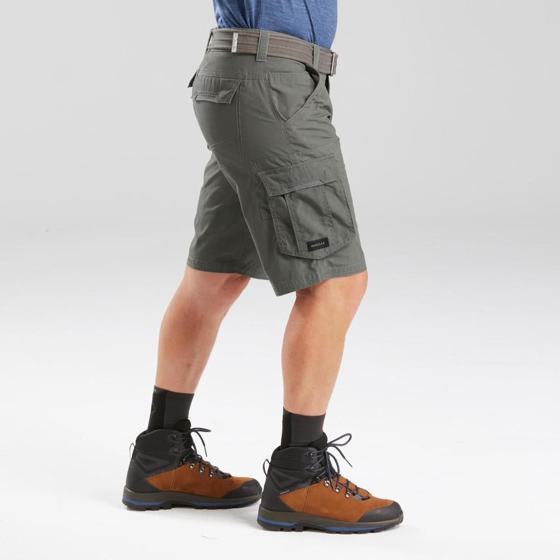 Men's Travel Trekking Cargo Shorts, TRAVEL 100, Khaki Brown, No Color, large image number 3