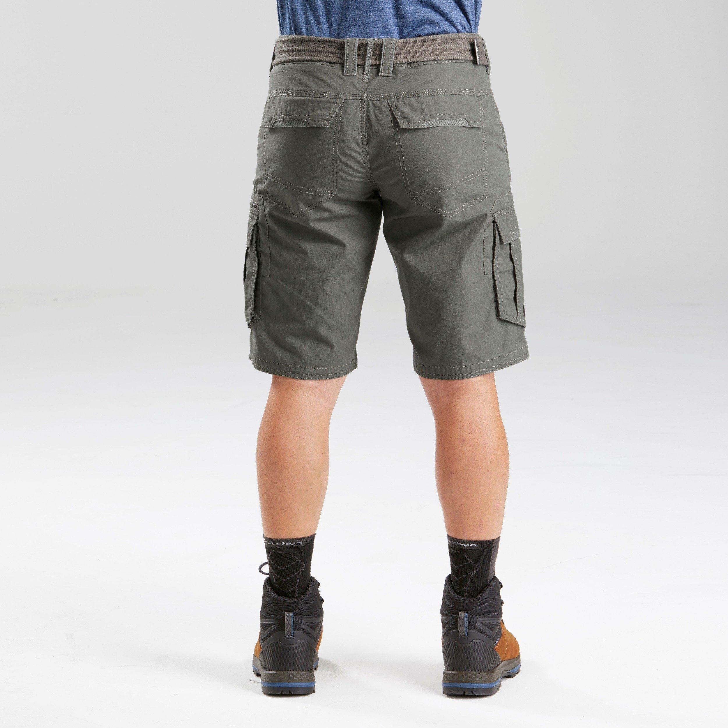 Men's Travel Trekking Cargo Shorts, TRAVEL 100, Khaki Brown, No Color, large image number 4