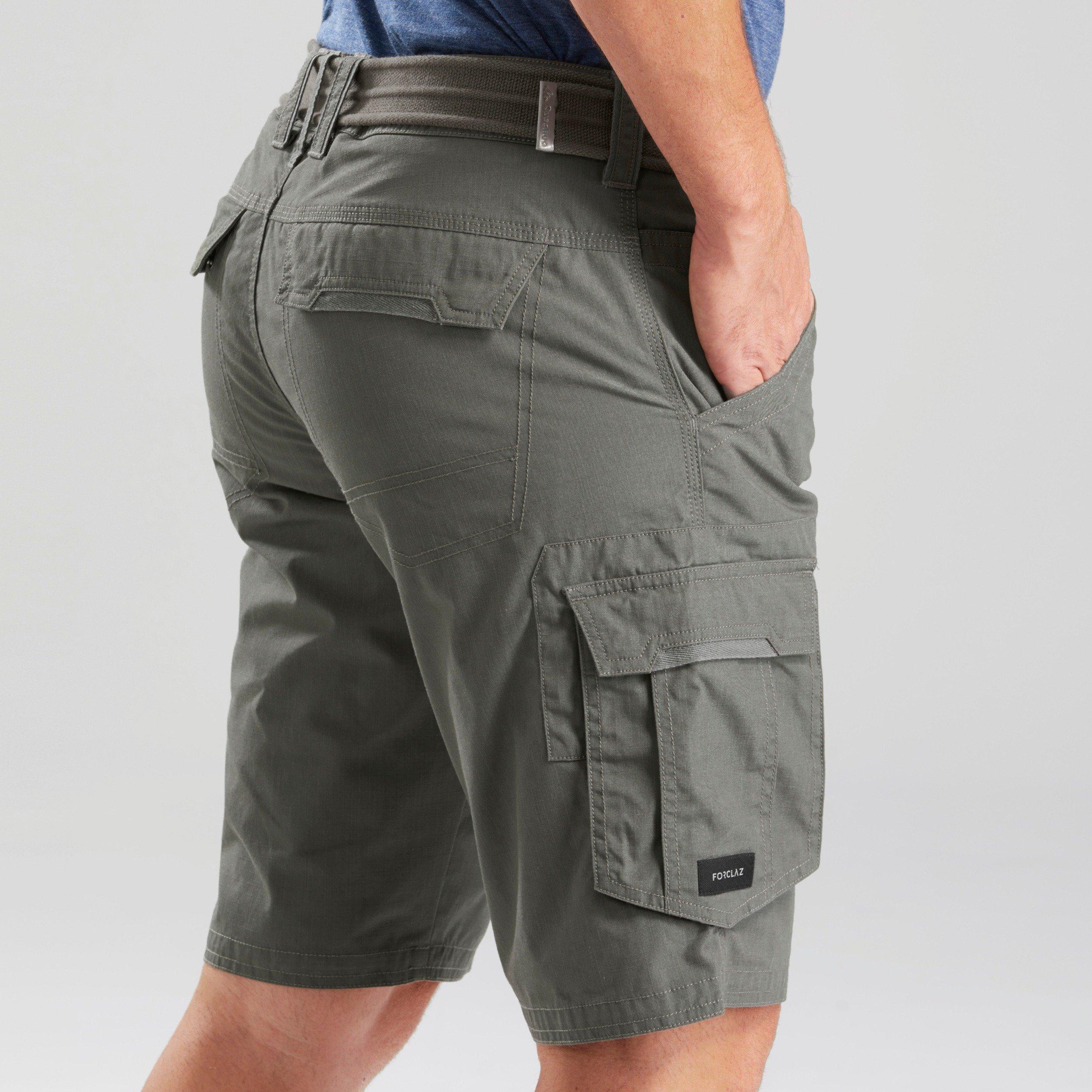 FORCLAZ - Mens Travel Trekking Cargo Shorts Travel100 , Khaki Brown