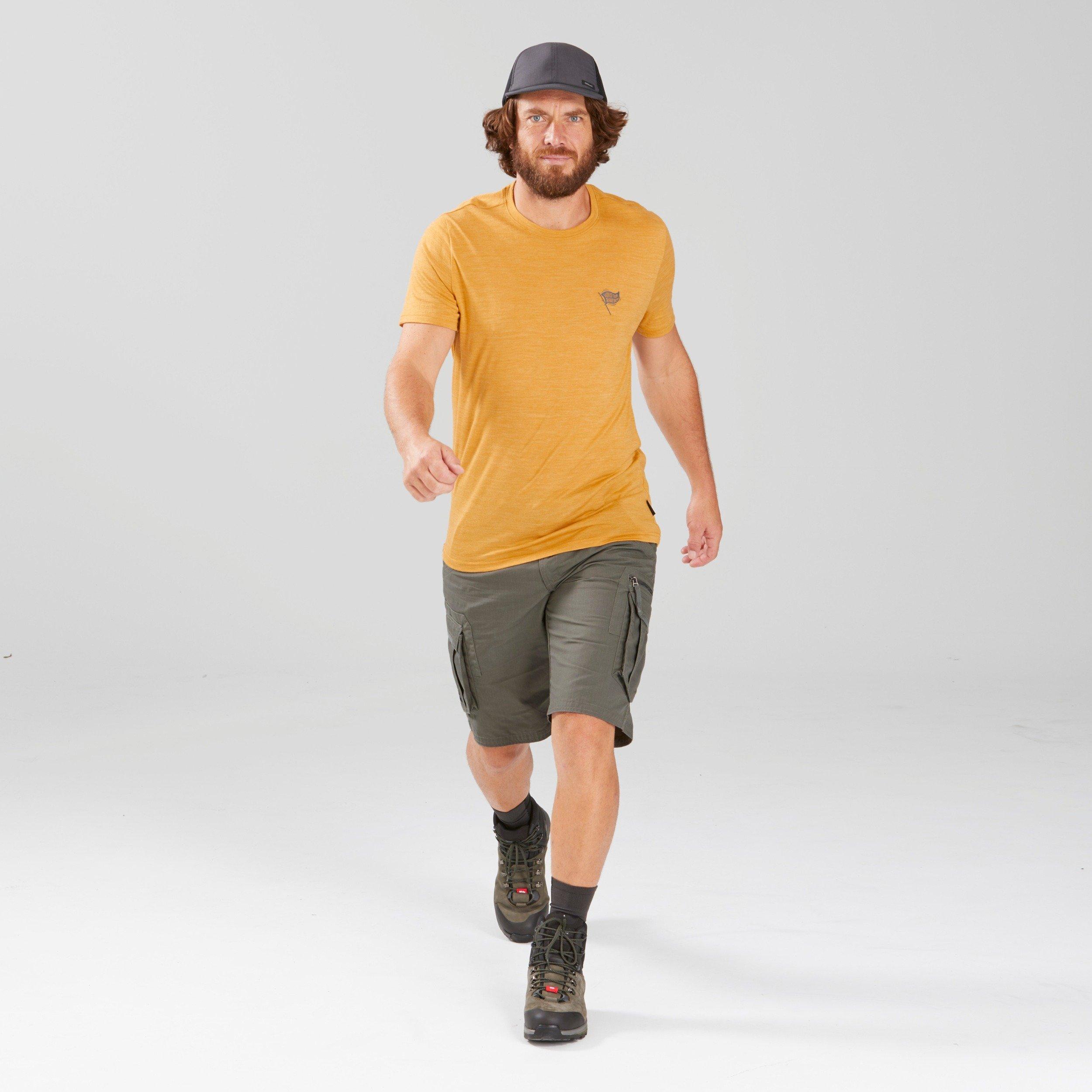 Men's Travel Trekking Cargo Shorts, TRAVEL 100, Khaki Brown, No Color, large image number 8