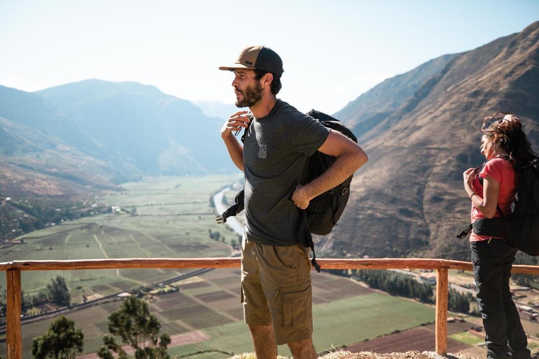 Men's Travel Trekking Cargo Shorts, TRAVEL 100, Khaki Brown, No Color, large image number 9