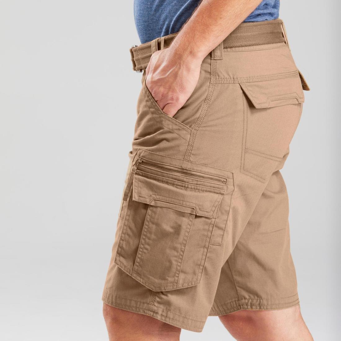 FORCLAZ - Mens Travel Trekking Cargo Shorts Travel100 , Khaki Brown