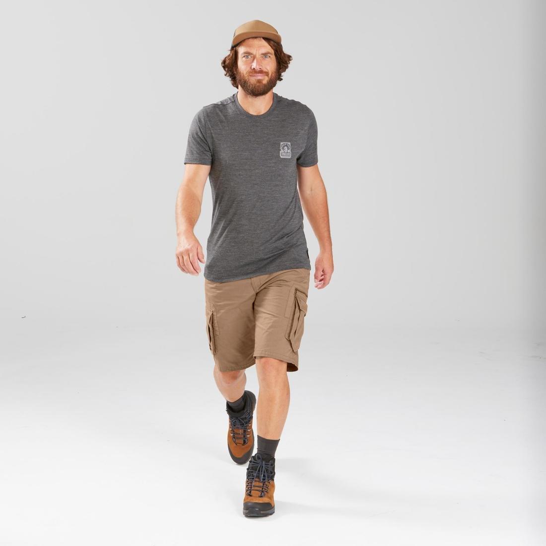 Mens Travel Trekking Cargo Shorts Travel100 , Khaki Brown, , large image number 13