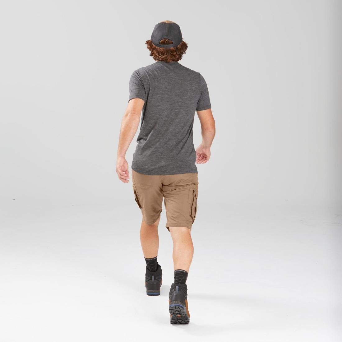 Men's Travel Trekking Cargo Shorts, TRAVEL 100, Brown, No Color, large image number 3