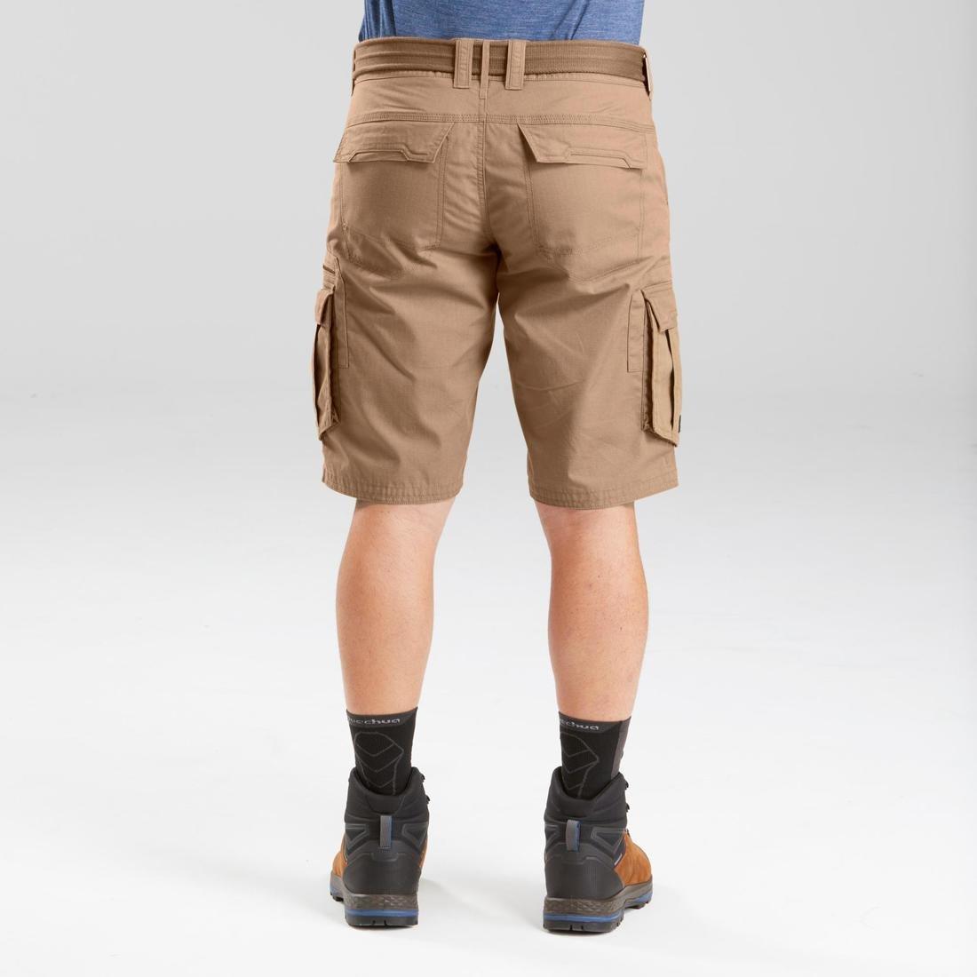 Men's Travel Trekking Cargo Shorts, TRAVEL 100, Brown, No Color, large image number 4