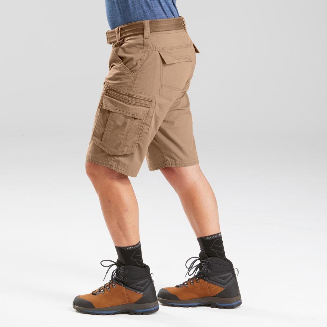 Men's Travel Trekking Cargo Shorts, TRAVEL 100, Brown, No Color, large image number 7