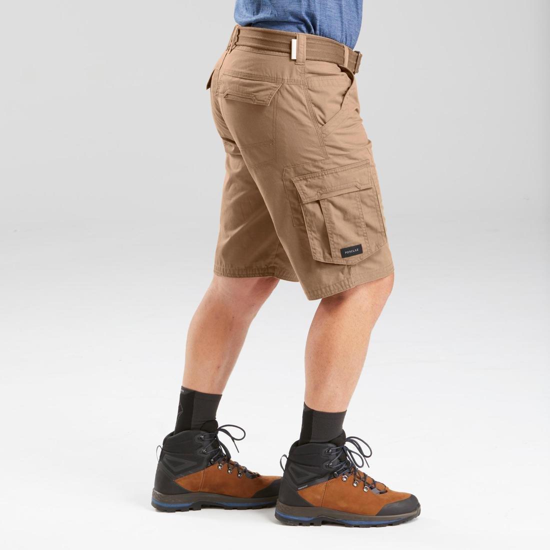 Men's Travel Trekking Cargo Shorts, TRAVEL 100, Brown, No Color, large image number 9