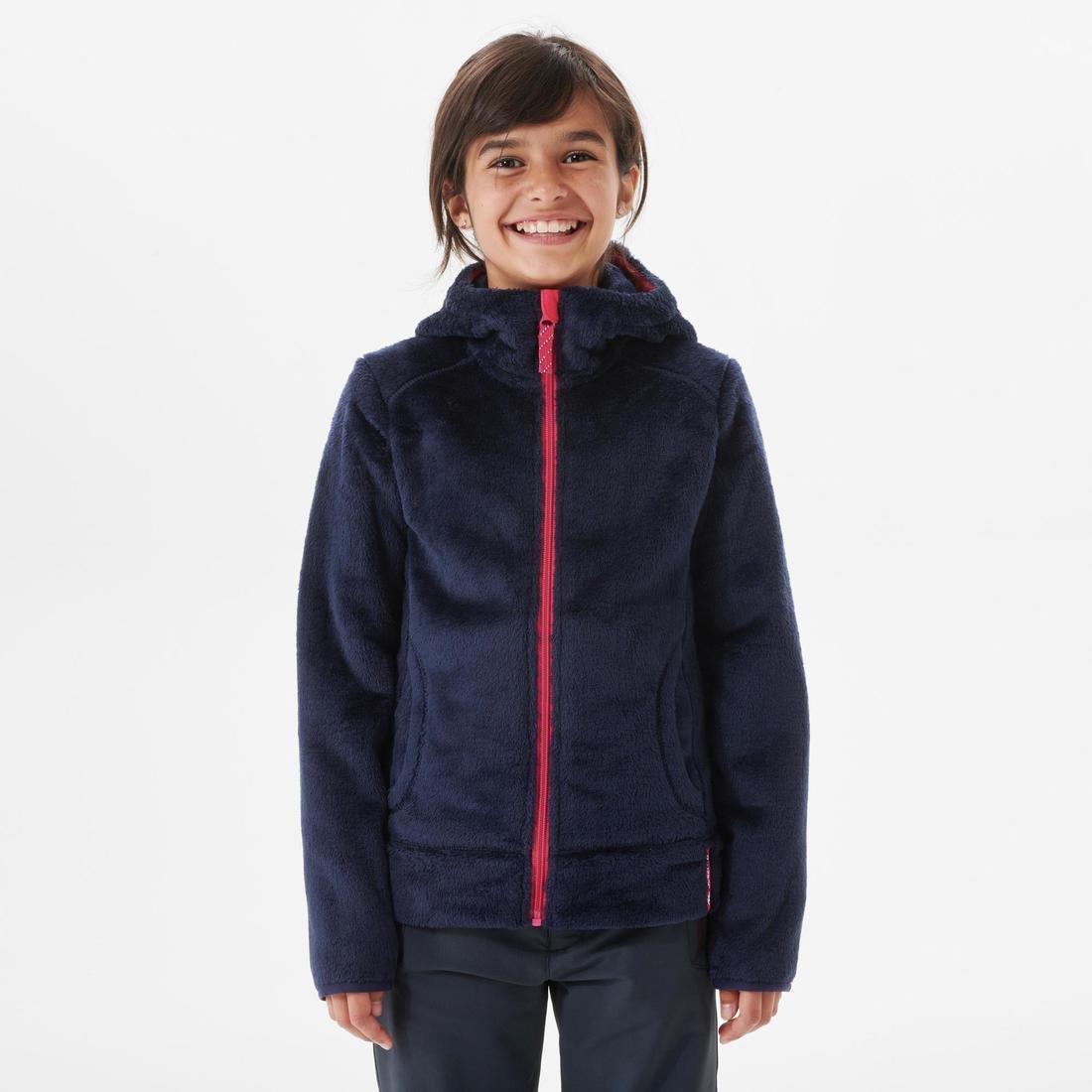 NAVY BLUE Kids' warm hiking fleece jacket NH500 - 7-15 years Zip, No Color, medium