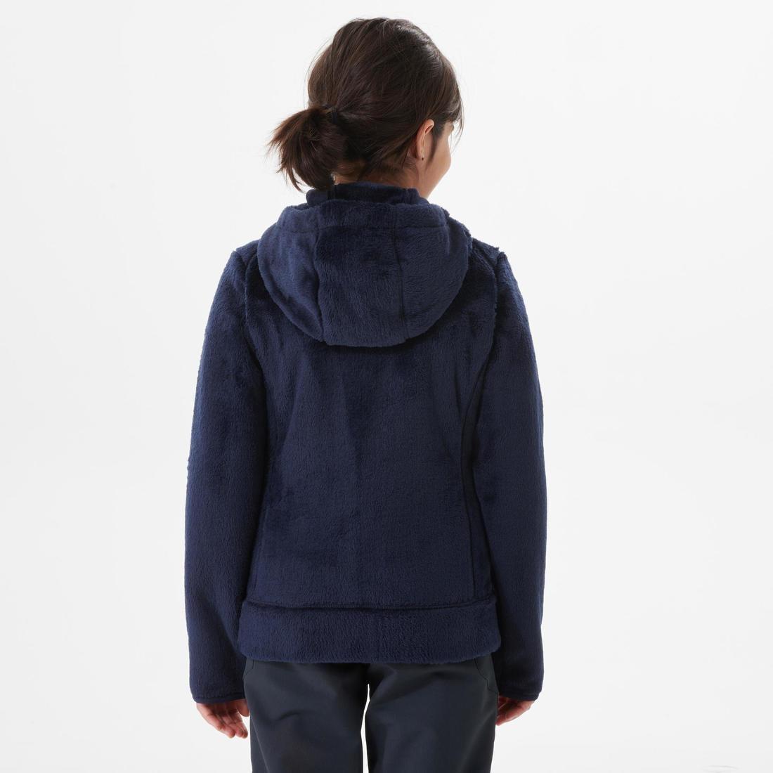 NAVY BLUE Kids' warm hiking fleece jacket NH500 - 7-15 years Zip, No Color, medium