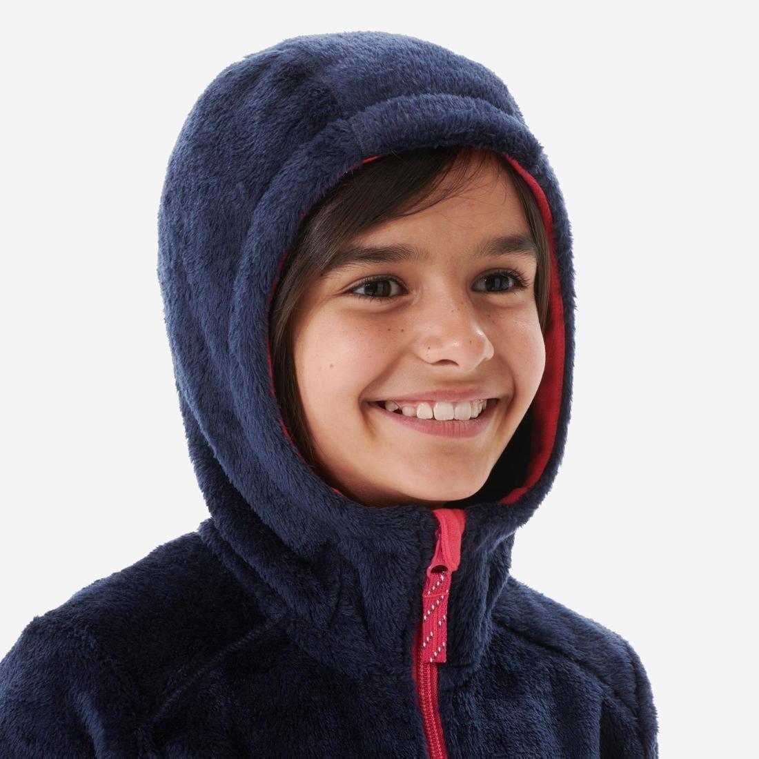 NAVY BLUE Kids' Warm Hiking Fleece Jacket - MH500 Aged 7-15, , large image number 6