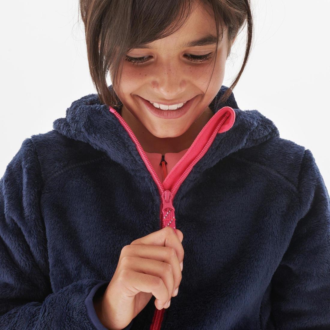 NAVY BLUE Kids' Warm Hiking Fleece Jacket - MH500 Aged 7-15, , large image number 7