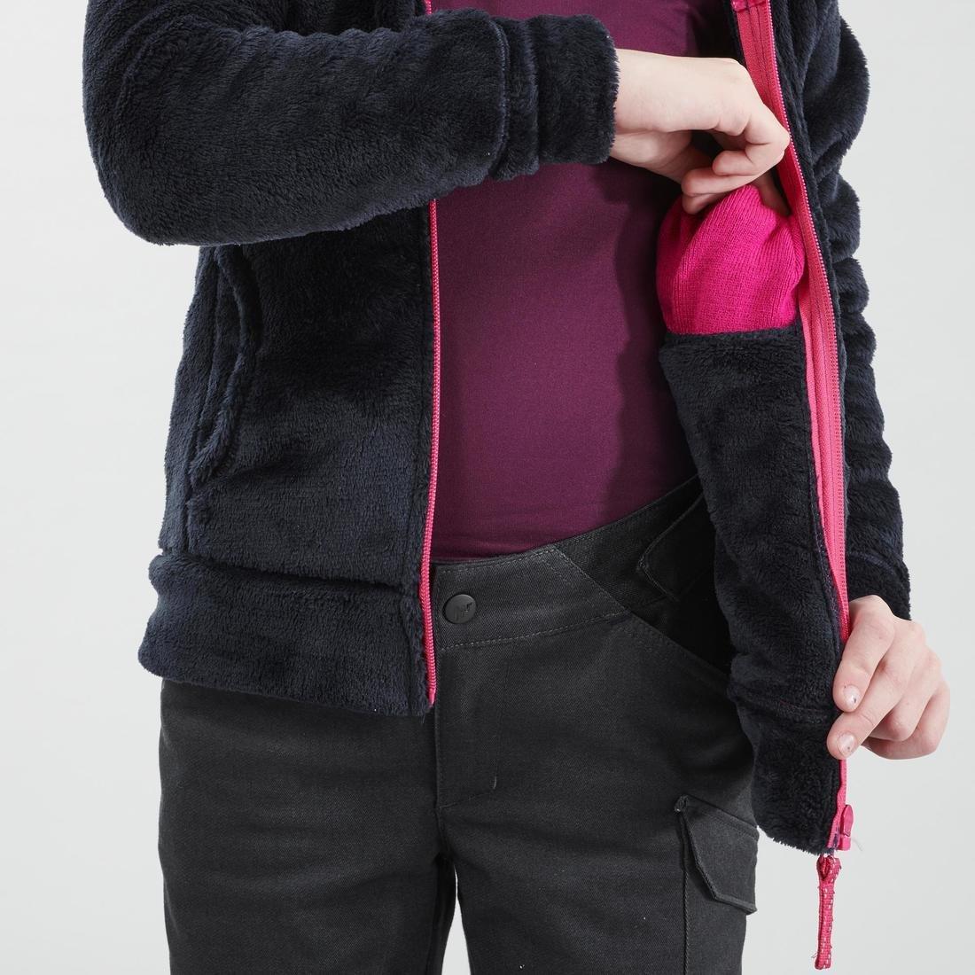 NAVY BLUE Kids' Warm Hiking Fleece Jacket - MH500 Aged 7-15, , large image number 8
