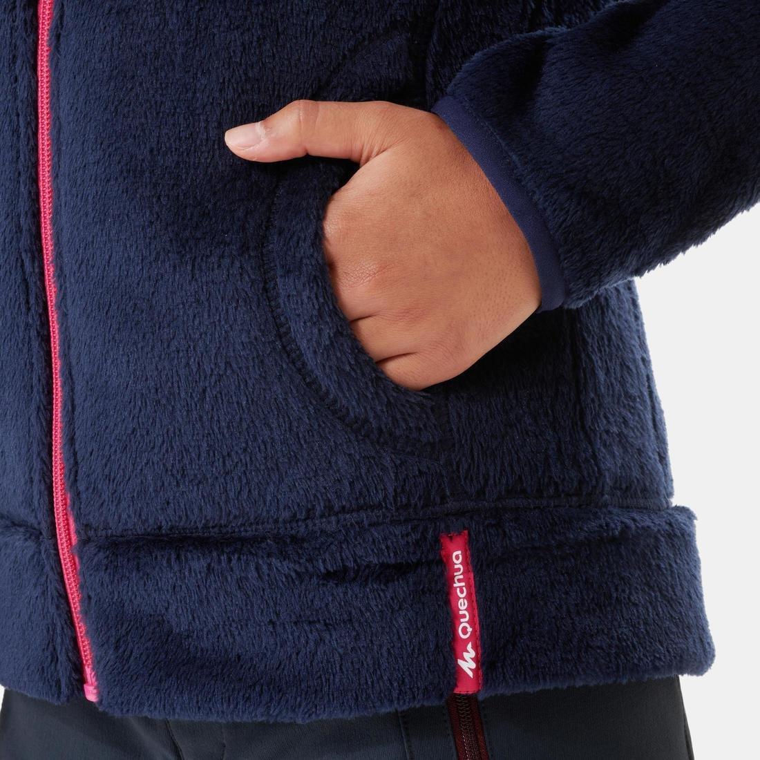 NAVY BLUE Kids' warm hiking fleece jacket NH500 - 7-15 years Zip, No Color, medium