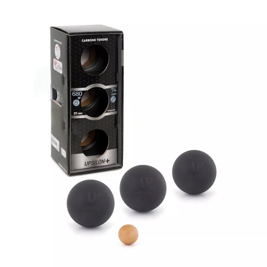 3 Upsilon+ Soft Competition Petanque Boules, Black, No Color, medium