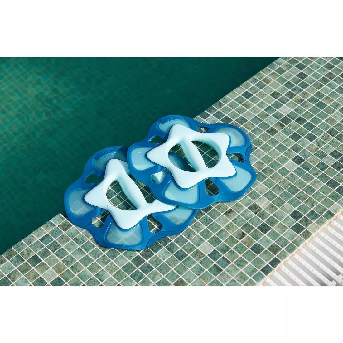 Aquafit Pair Of Pullpush Flower Dumbbells, Blue, No Color, large image number 1