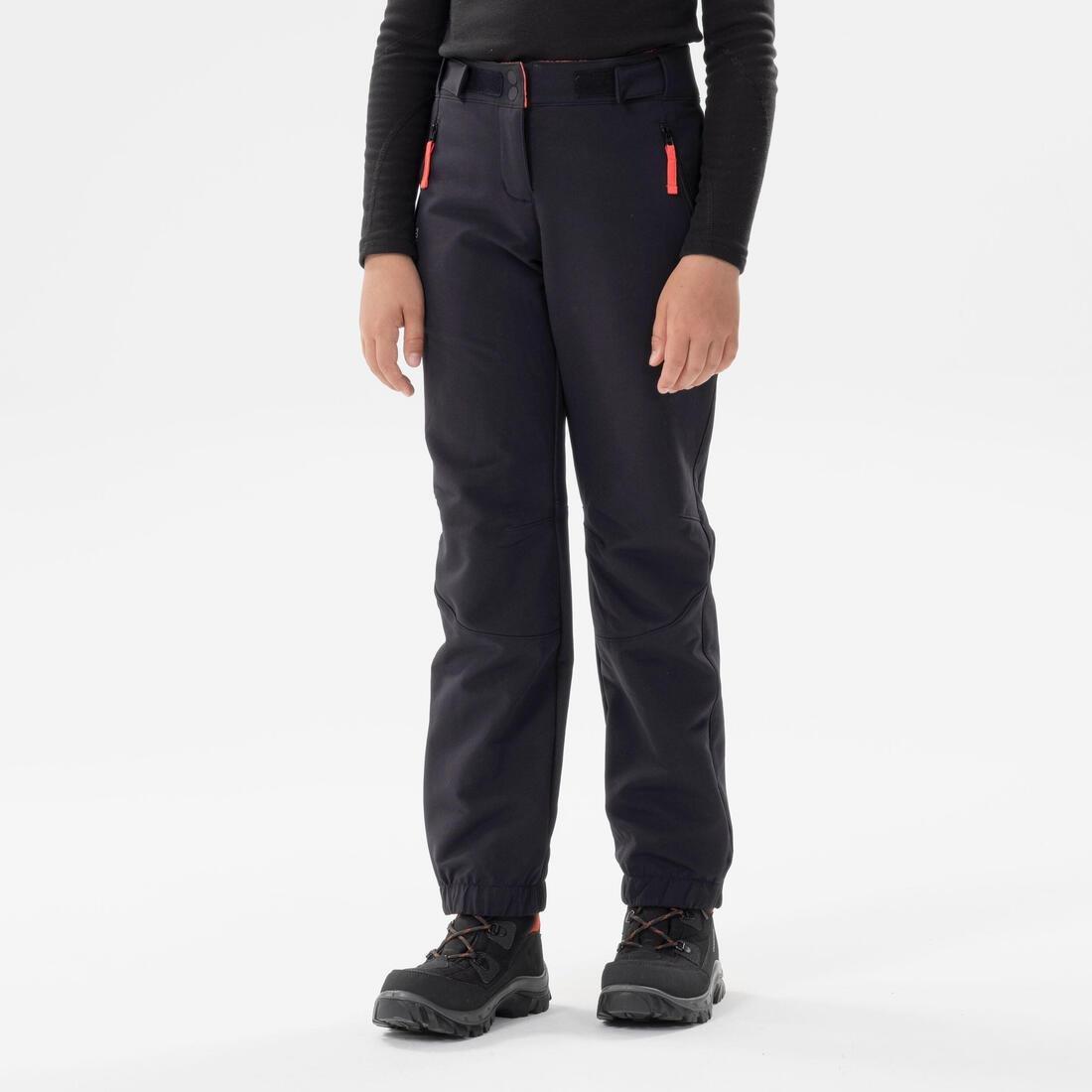 Kids Girls Warm Water-Repellent Hiking Trousers Sh500 X-Warm, Black, , large image number 1