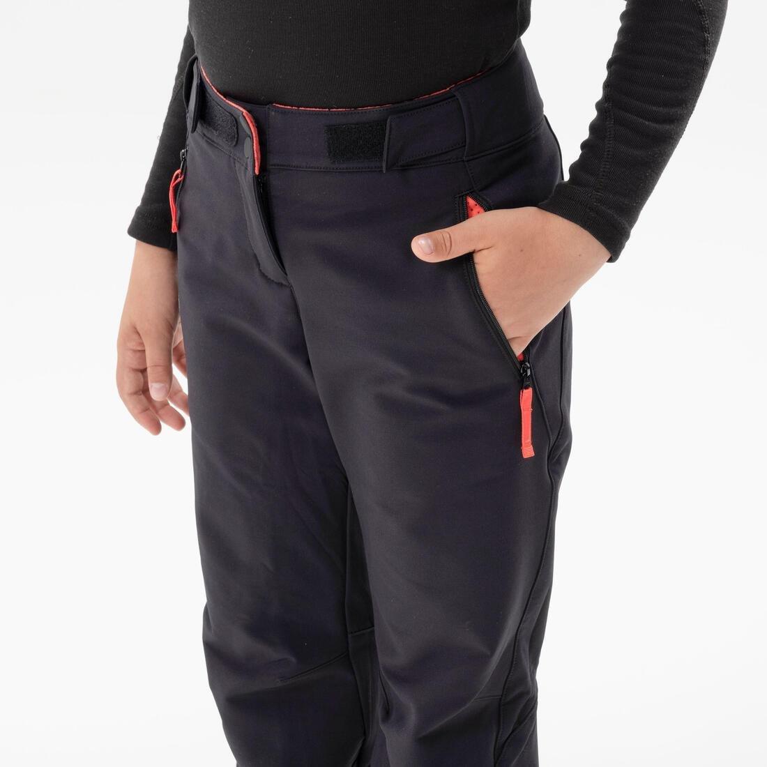 Kids Girls Warm Water-Repellent Hiking Trousers Sh500 X-Warm, Black, , large image number 4