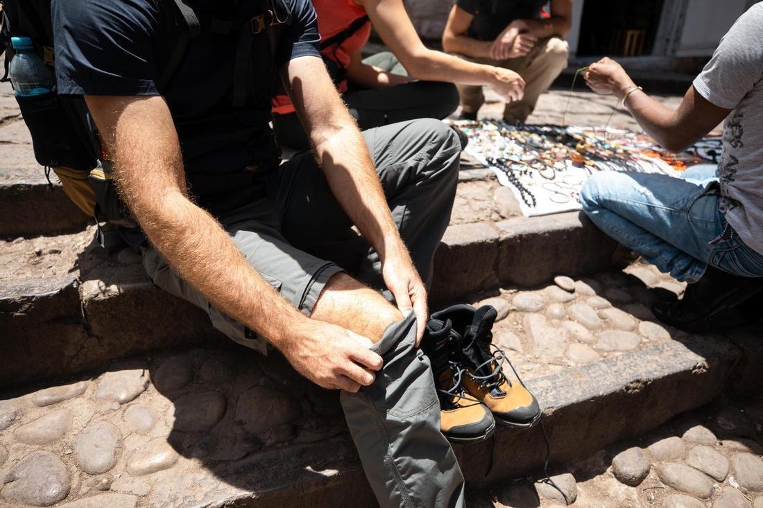 Men's Travel Trekking Trousers - Travel 100, Khaki Brown, No Color, large image number 13