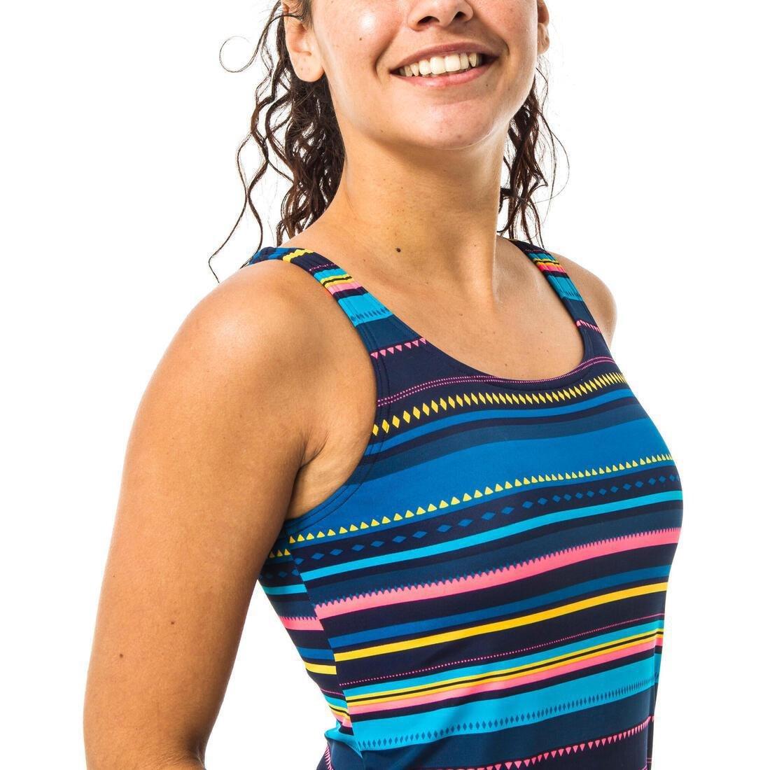 Womens Swimming 1-Piece Tankini Swimsuit Heva, Navy Blue, , large image number 5