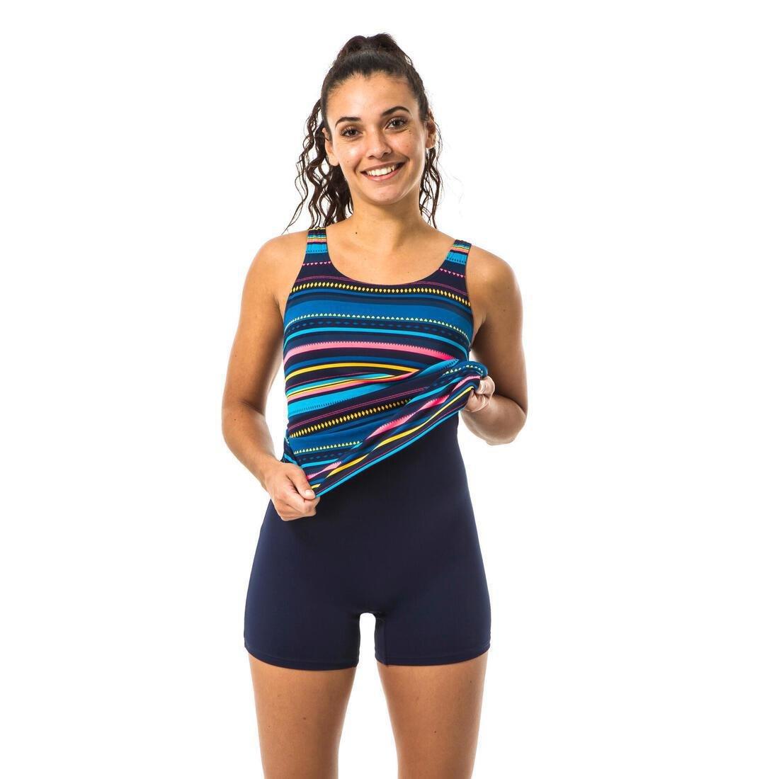 Womens Swimming 1-Piece Tankini Swimsuit Heva, Navy Blue, , large image number 10