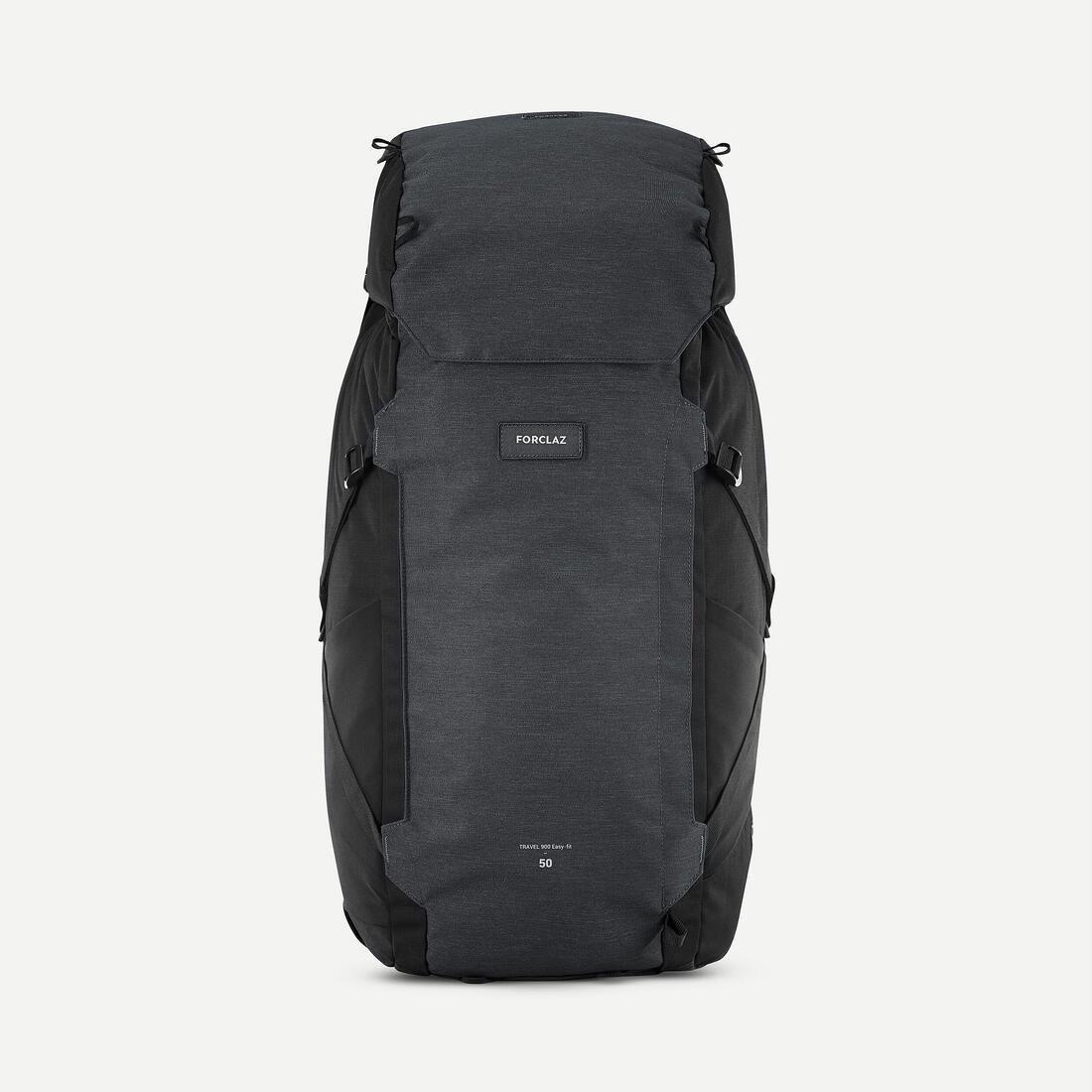 Men Travel Trekking Backpack Travel 900 50+6 L With Suitcase Opening, Grey, No Color, large image number 0