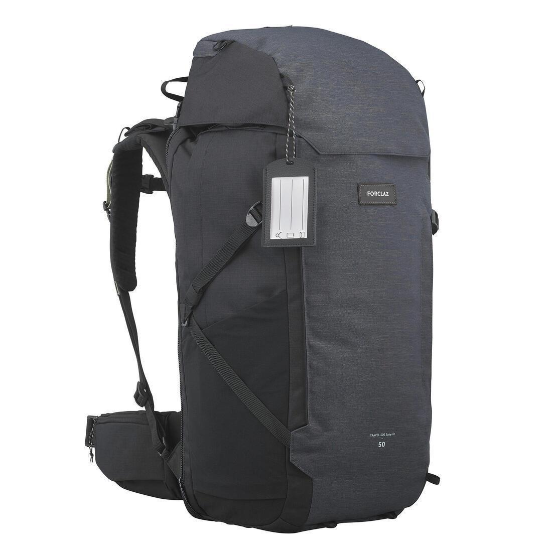 Men Travel Trekking Backpack Travel 900 50+6 L With Suitcase Opening, Grey, No Color, large image number 1