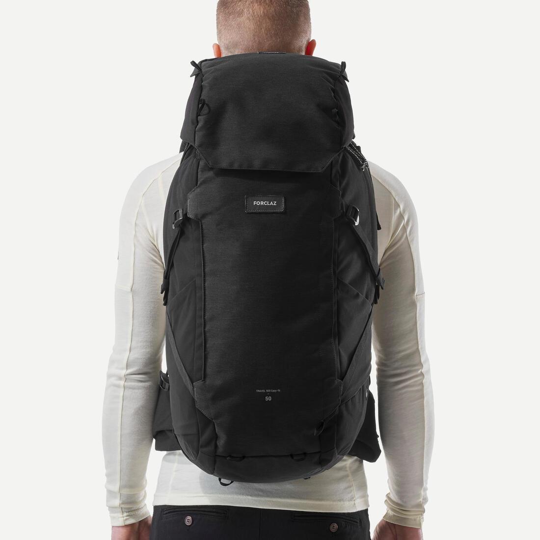Men Travel Trekking Backpack Travel 900 50+6 L With Suitcase Opening, Grey, No Color, large image number 4