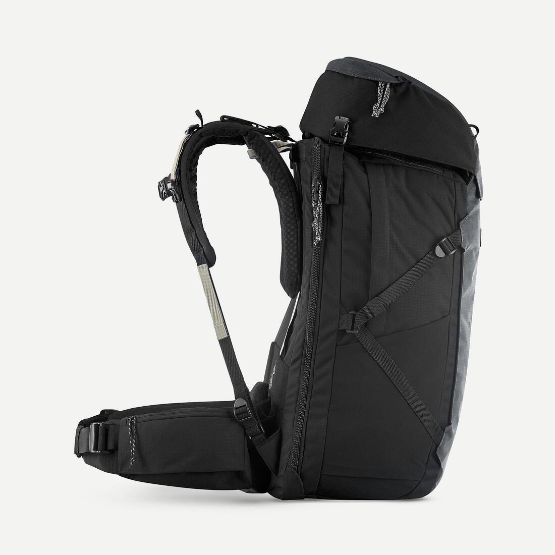 Men Travel Trekking Backpack Travel 900 50+6 L With Suitcase Opening, Grey, No Color, large image number 5