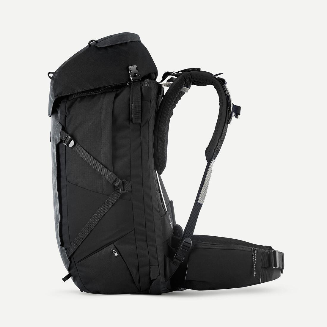 Men Travel Trekking Backpack Travel 900 50+6 L With Suitcase Opening, Grey, No Color, large image number 6