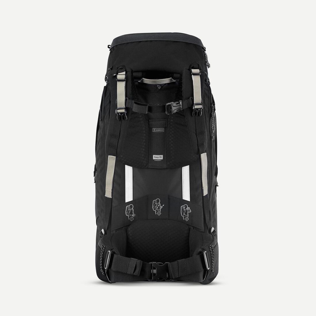 Men Travel Trekking Backpack Travel 900 50+6 L With Suitcase Opening, Grey, No Color, large image number 7