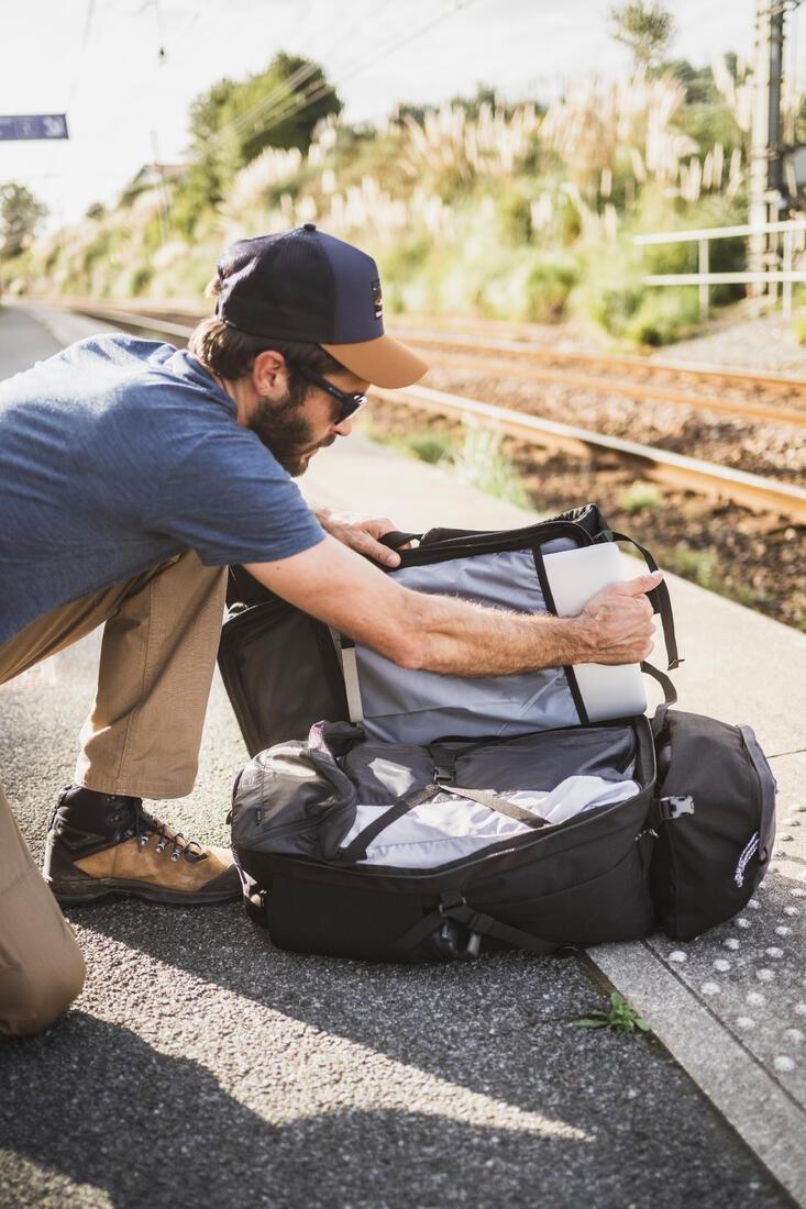 Men Travel Trekking Backpack Travel 900 50+6 L With Suitcase Opening, Grey, No Color, large image number 13